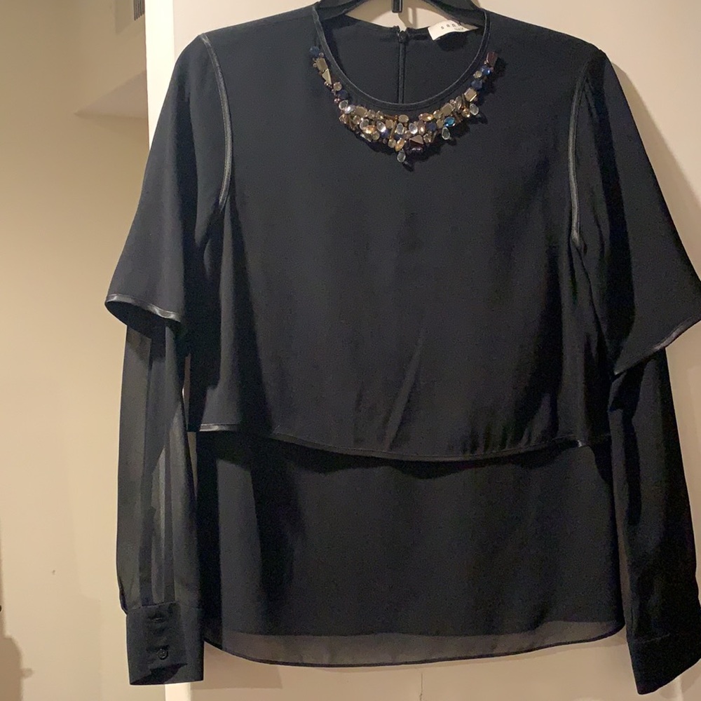 Black Sandro top with gem collar